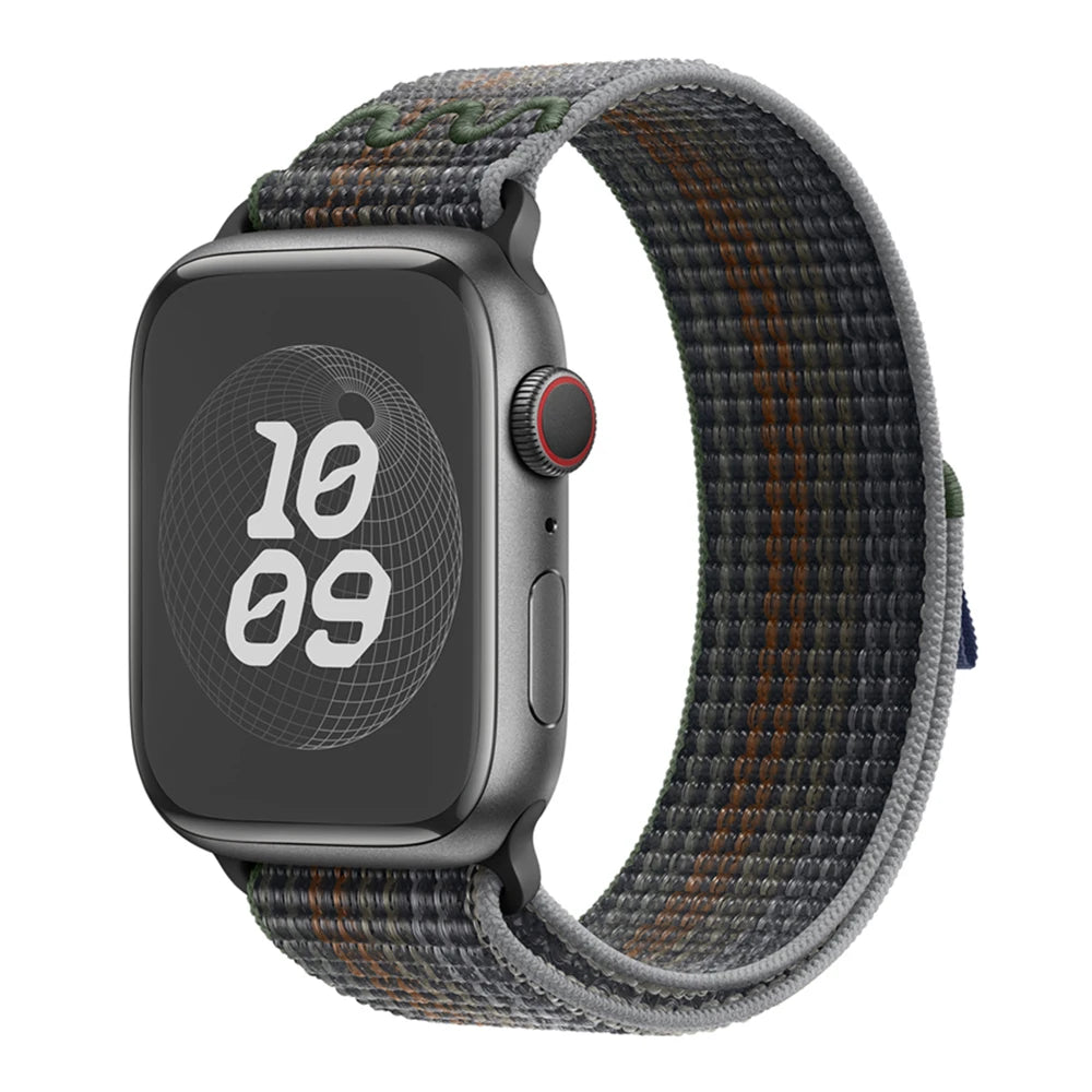 Nylon Loop Sport Strap For Apple Watch Band Ultra 49mm 45mm 40/44mm 41mm 38/42mm Bracelet For Nike iWatch 9 8 7 6 5 SE Watchband