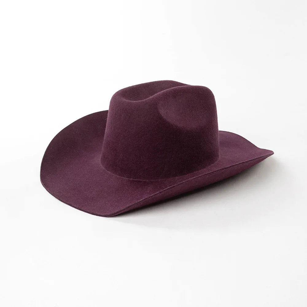 USPOP 100% Wool Cowboy Hat Unisex Wide Brim Felt Hat Solid Color Classic Fedora Style Multiple Sizes S–XL Autumn Winter