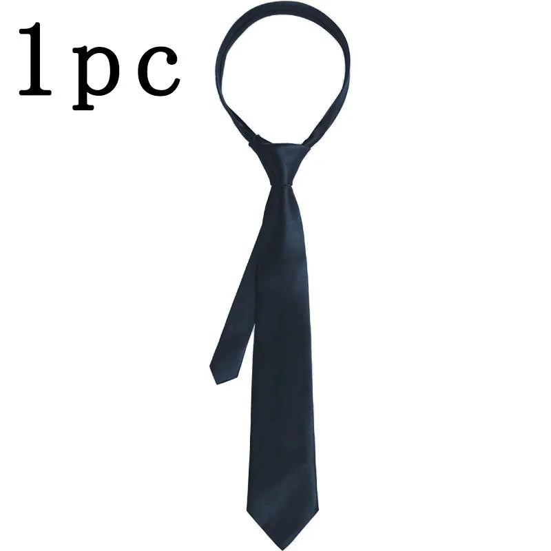 Unisex Black Simple Clip on Tie Security Tie Uniform Shirt Suit Neckties Steward Matte Funeral Lazy Neck Ties Men Women Students