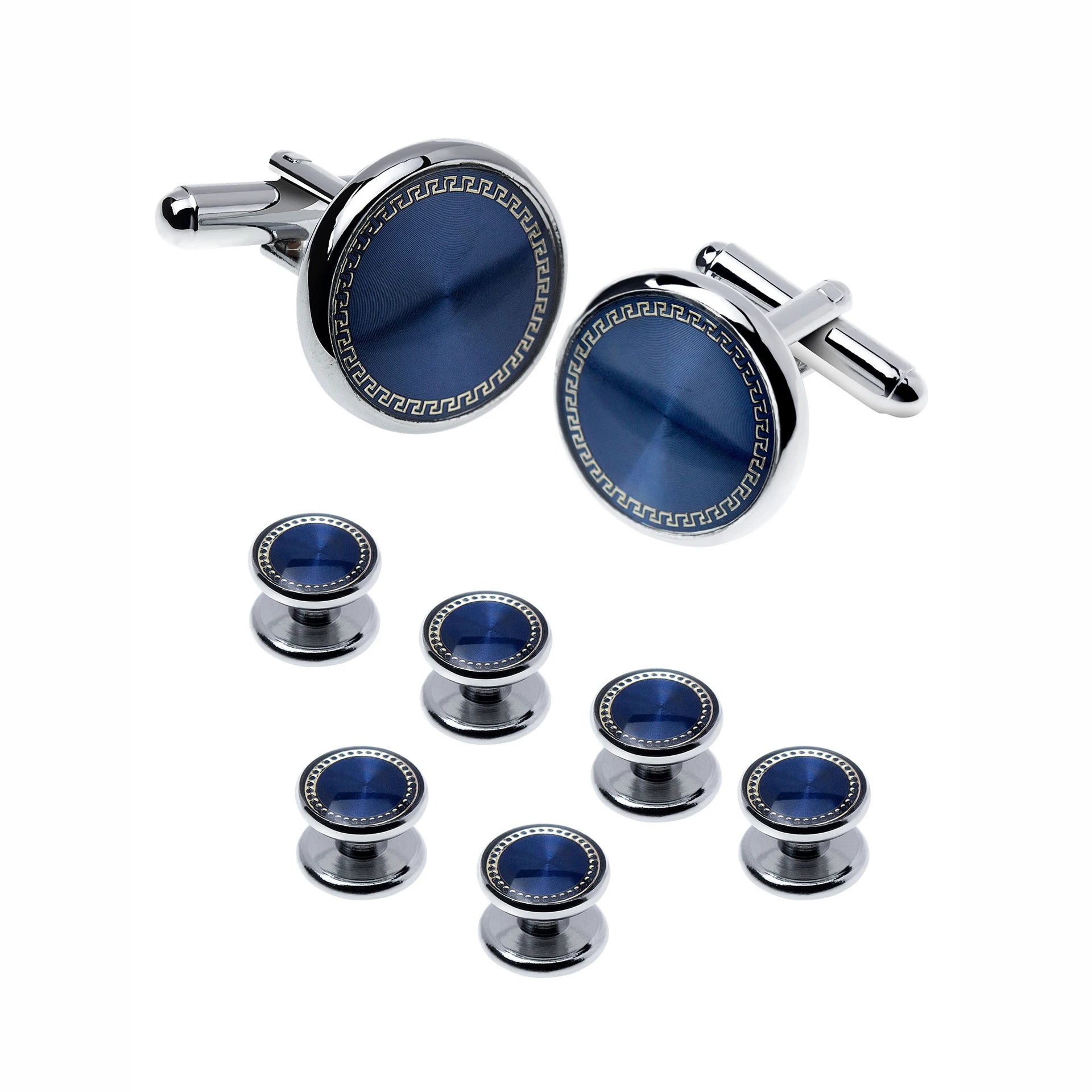 Mens Cufflinks and Studs Set for Tuxedo Shirts Business Wedding Party Cuff Links Classic Accessories Tie Clasp Collar Clips Gift