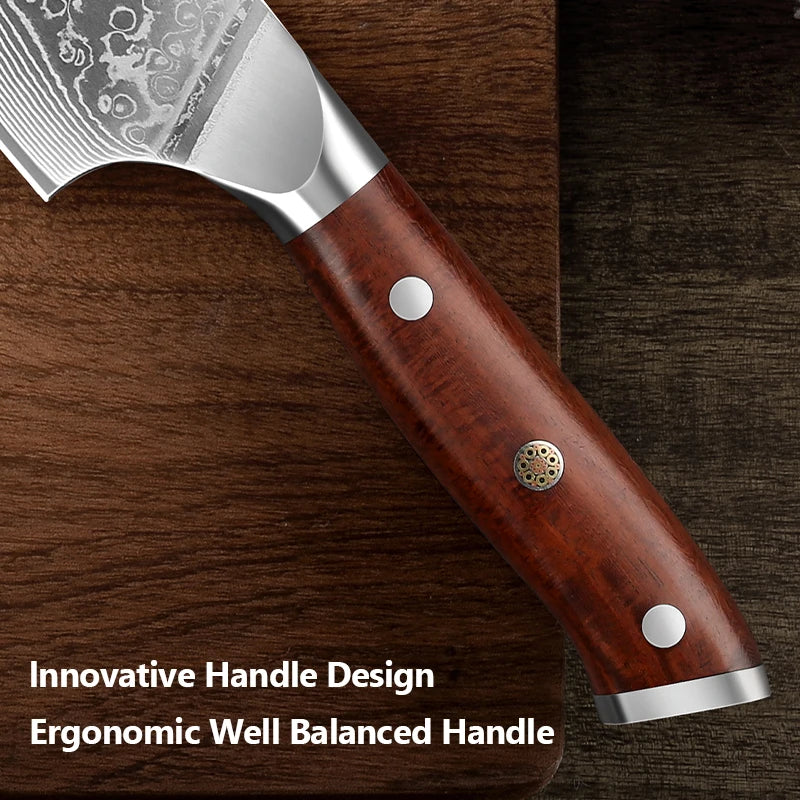 8 Inch Kitchen Chef Knife Set cooking kitchen Knife Japanese Kitchen Damascus Steel knife  Sharp Vegetable knife Rosewood Handle