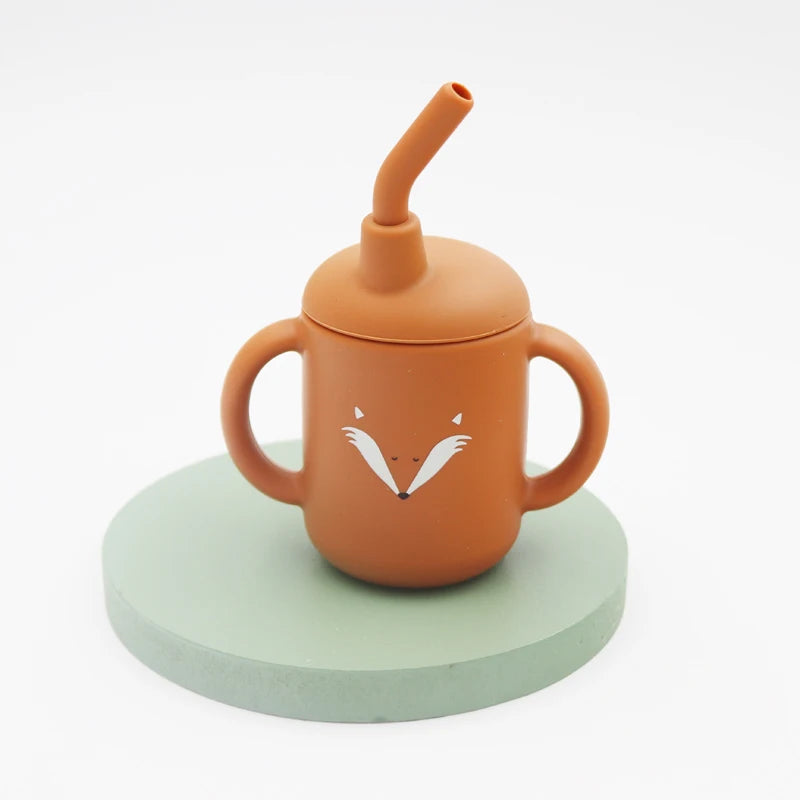 New cartoon 120ML Baby Silicone Sippy Cup BPA-Free Portable Storage Snack Container Feeding Cup  Leakproof trainer cup
