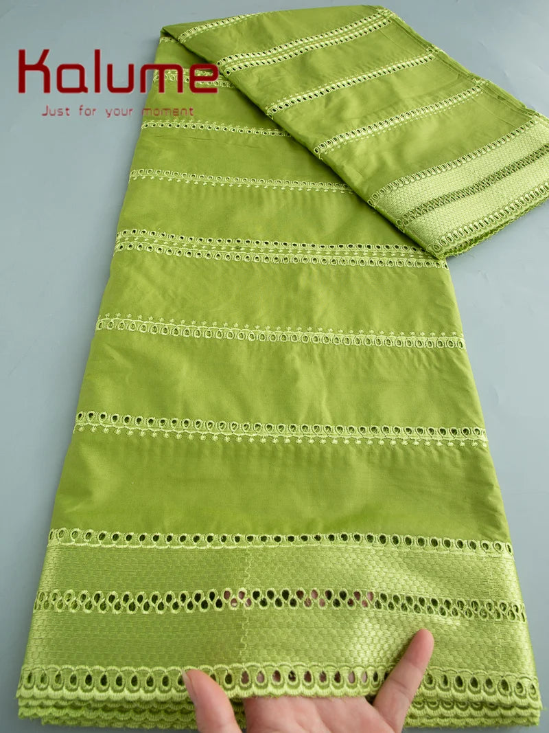 Kalume African Soft Cotton Fabric Dubai Lace Fabrics High Quality Material African Fabric for Sewing Man Suit Cloth 5Yards F4517