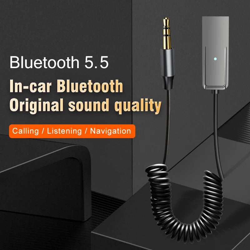 Bluetooth 5.5 Car Kit AUX Audio Receiver USB To 3.5mm Hifi Stereo Music Navigation Handsfree With Mic Wireless Adapter Transmit - Free Item