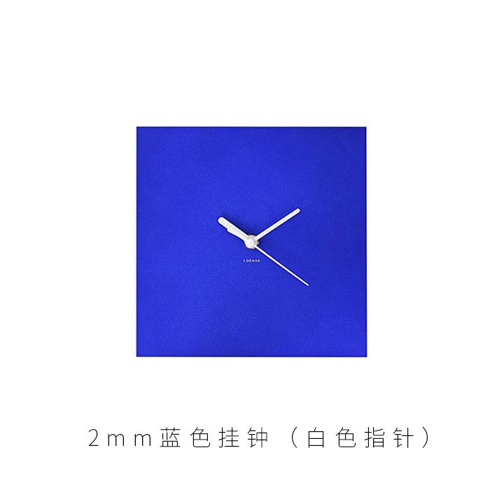 Klein Blue Modern Minimalist Metal Wall Clock Silent Creative Living Room Timepiece for Home Decor