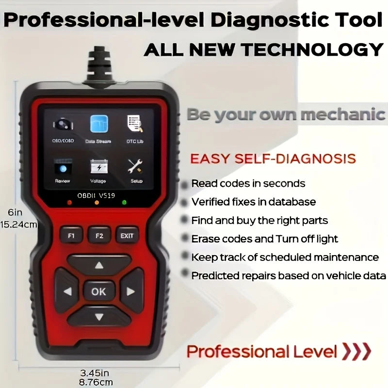 V519 Professional Obd2 Scanner - USB Powered Car Diagnostic Tool with Real-Time Data Stream, Full-Featured Obd Ii Testing (I/M Ready, Bod2/Eobd), Clears Check Engine Light, Reads/Erasing Codes from Most Vehicles, Car Maintena