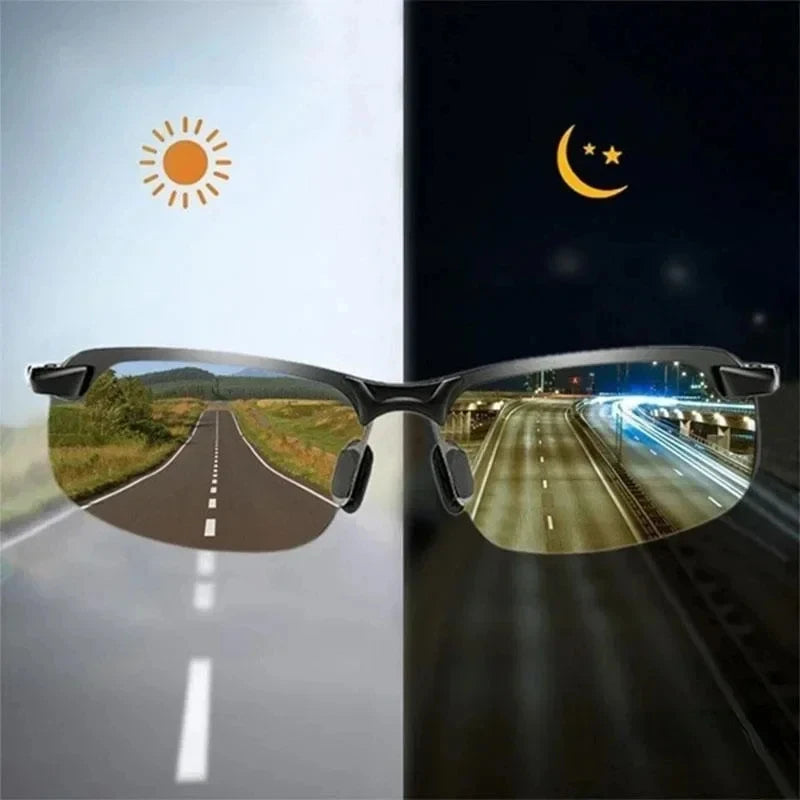 Night Vision Glasses Men Anti-Glare Driving Goggle Half Frame Polarized Sunglasses for Driver UV400 Day and Night Glasses