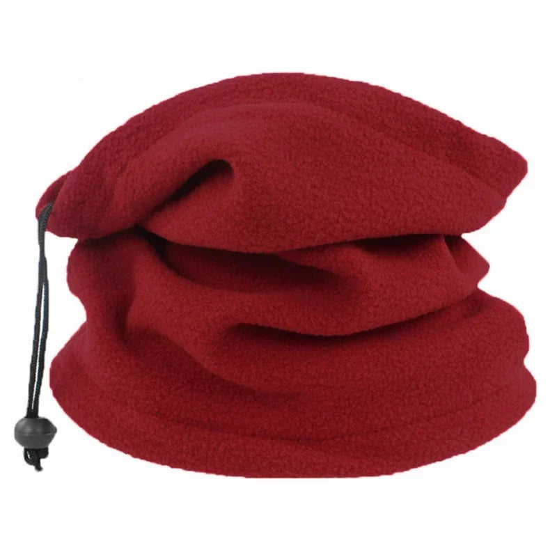 Unisex Faux Fleece Drawstring Scarf Solid Color Winter Outdoor Neck Warmer Adjustable Windproof Scarf Men Fashion Snood Scarves