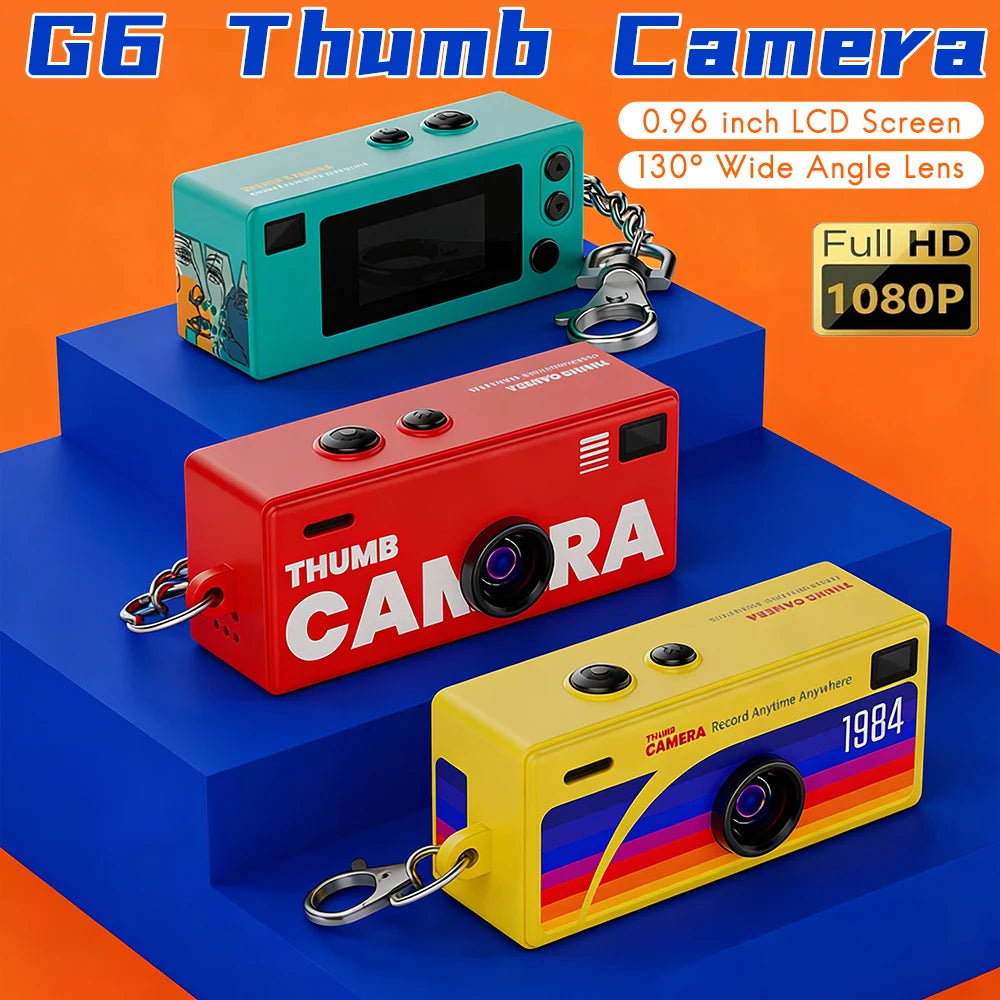 Retro Mini Keychain Thumb Camera 1080P HD Recorder Built-in Flash Auto Focus 130° Wide Angle Lens TFT LCD Screen Portable Camera
