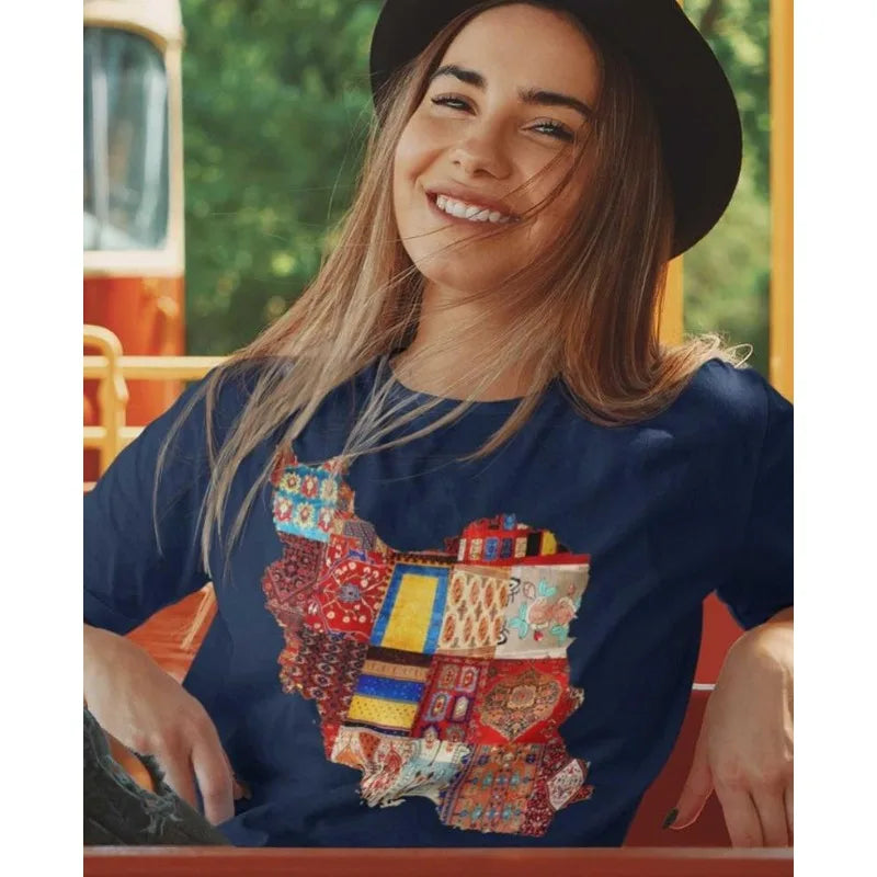 Iran Map Graphic Shirt Iran Culture and Art Clothing Free Persia T-Shirt Men Women Fashion Casual Crewneck Cotton Tee Tops