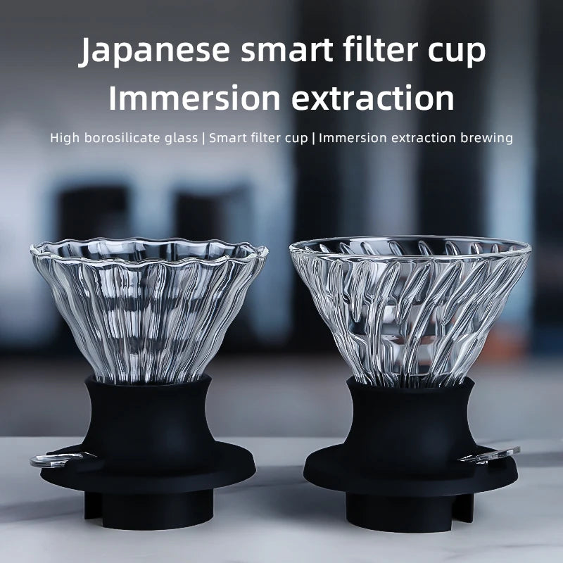 Smart CupNew Hand-Brewed Coffee Drip Filter Modern Style Silicone Glass Filter Cup Switch Complete Set