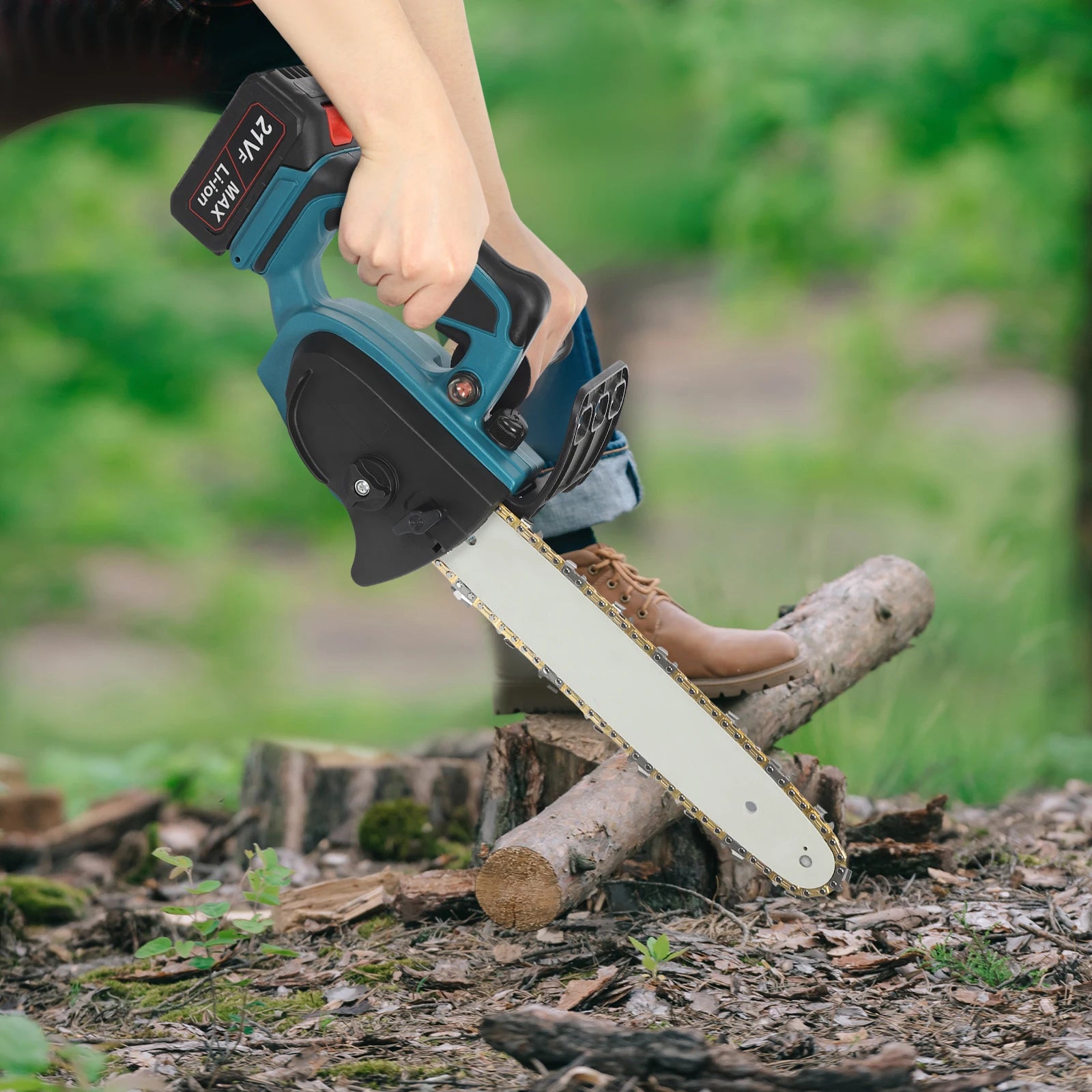 1000W Cordless Brushless Chainsaw 12", 32.81ft/s Cutting Speed w/2600mAh Battery for Wood Cutting & Tree Pruning (US Plug)