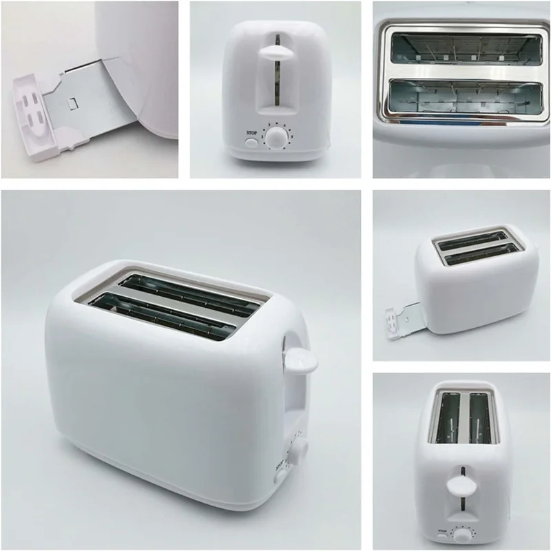 Retro Toaster 2 Slice With 6 Functions, Stainless Steel Toaster Removable Crumb Tray, Under Base Cord Storage US Plug-AT64
