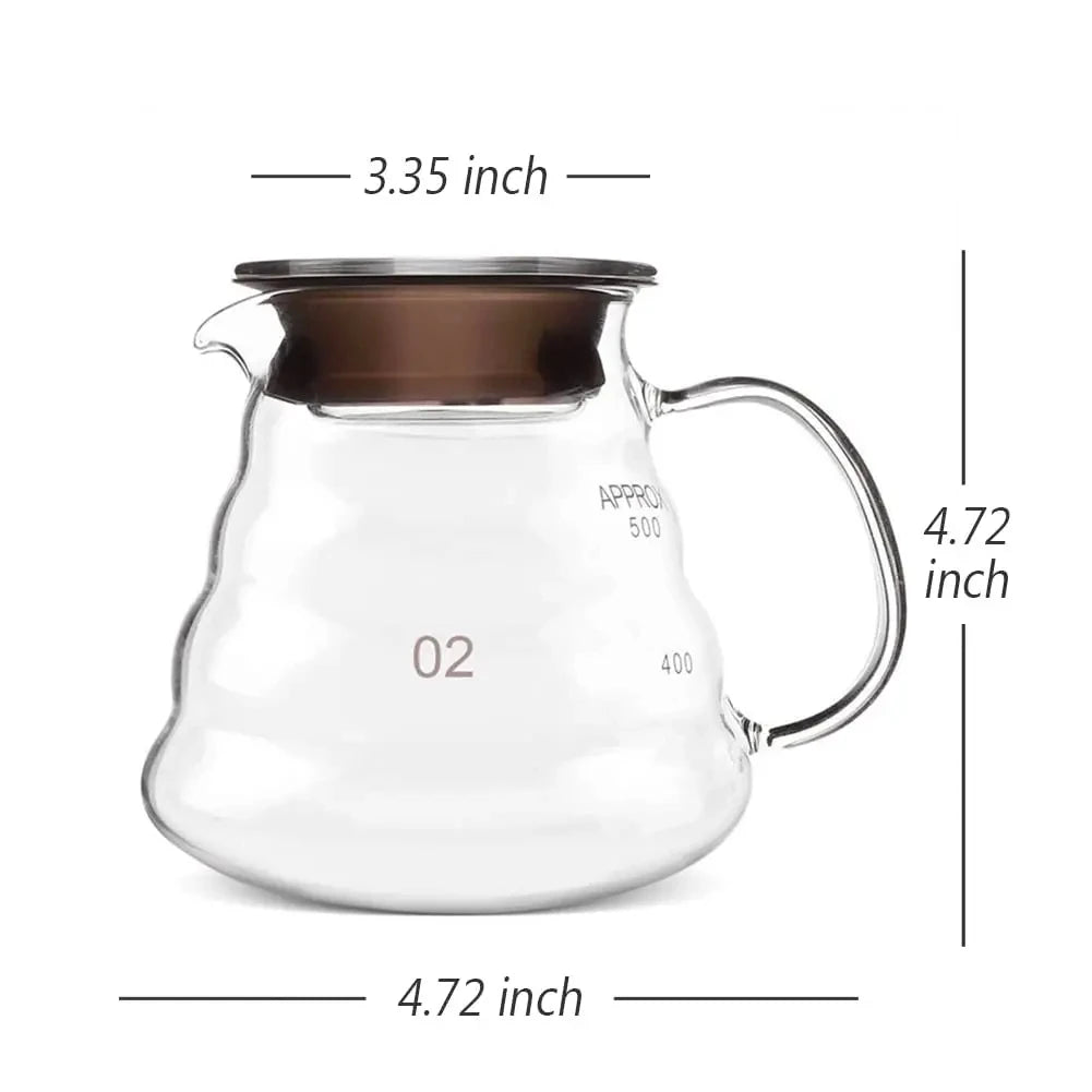 Leeseph Coffee Carafe, 350/600ml Coffee Clear Glass Kettle Sharing Pot with Lids, Pour Over Coffee Espresso Maker Accessories