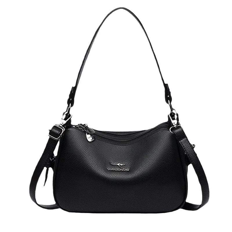 Fashionable Street-Style Women's Crossbody Bag Single Shoulder Personality PU Leather Medium Square Bag Zipper Closure Daily Use