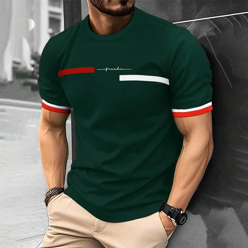 Summer Men's T-shirt Top Casual Loose Fit Oversized T-shirt PARI Letter Pattern Printed Round Neck Short Sleeved Homme Vêtement - Free Item.