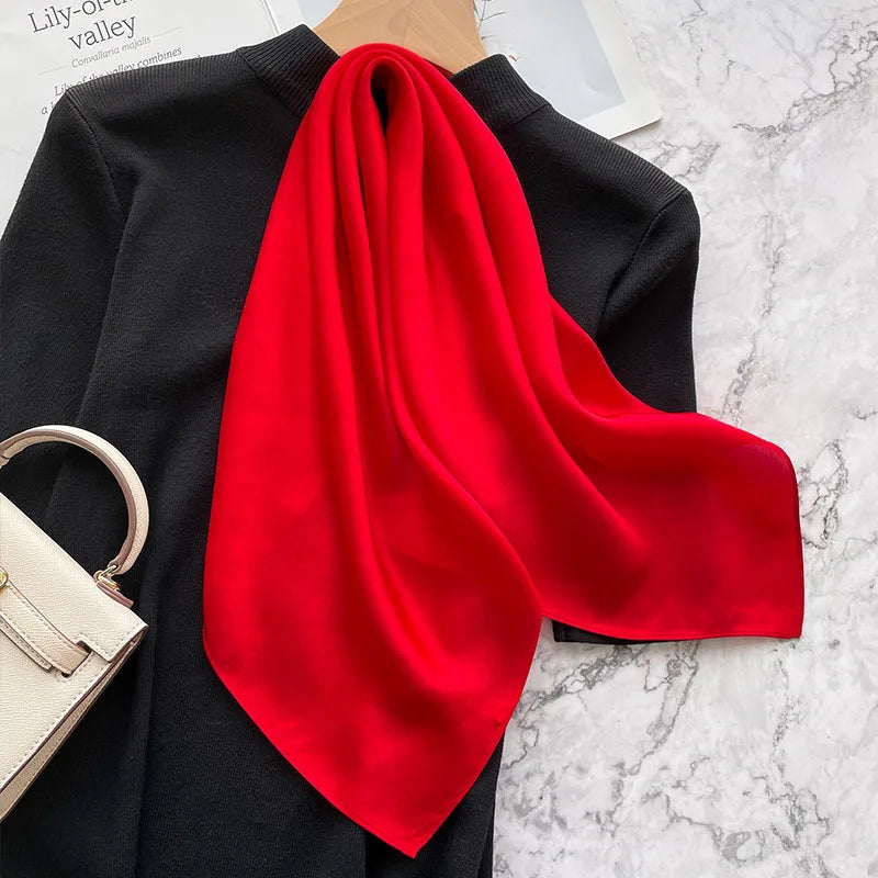 70Scarf 100% Silk Bandana Women Square Scarves Wrap Kerchief Mulberry Spring Fashion Luxury High Quality Headband Hijab Shawls