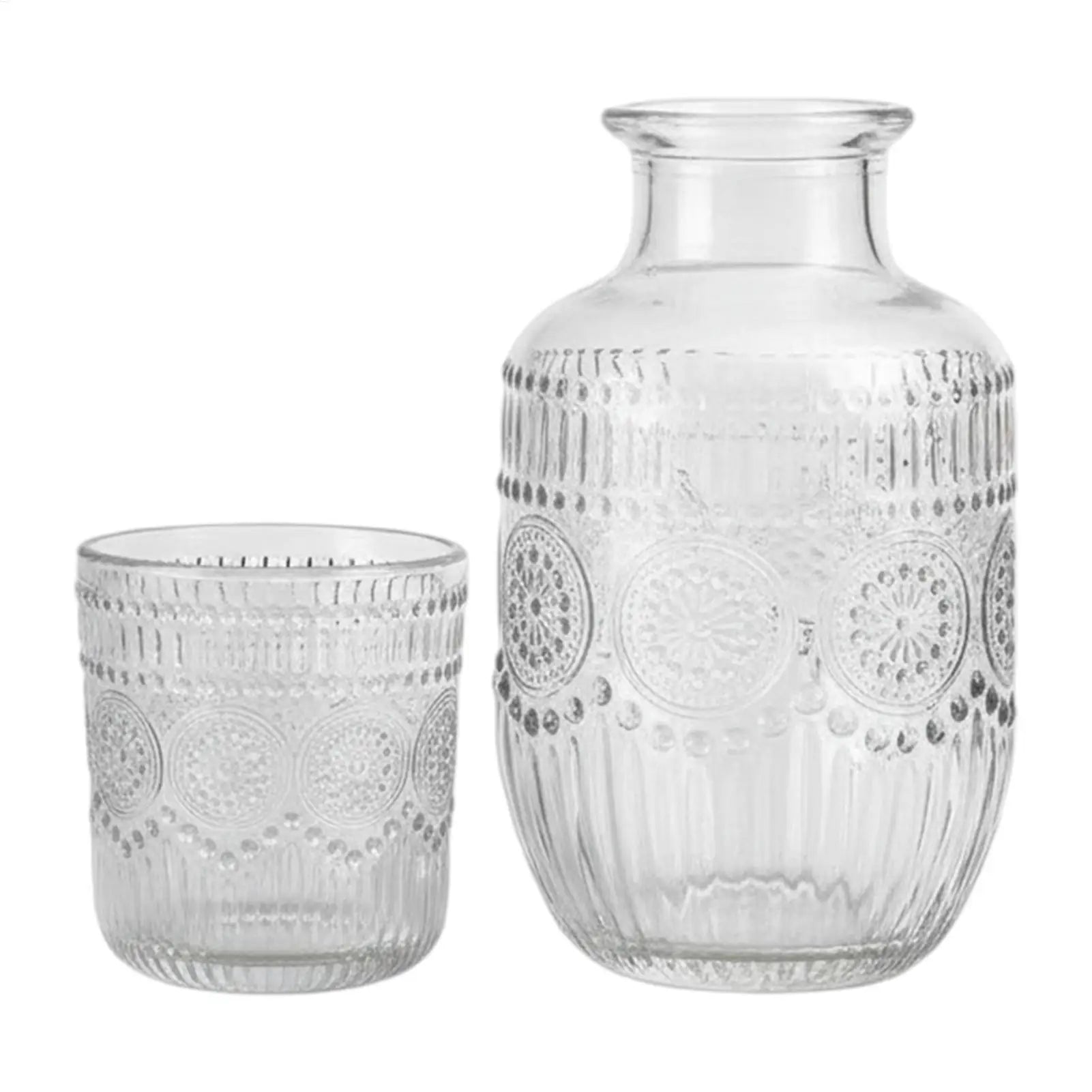 NEW Bedside Water Carafe and Glass Set Snowflake Design Elegant Jug Glass Carafe for Tea Coffee Milk Juice Drink Tea Coffee Milk