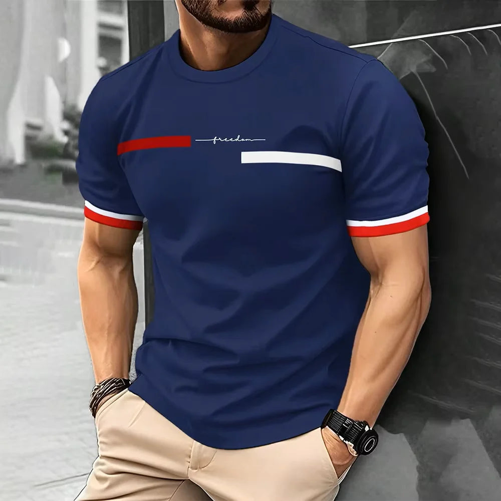 Summer Men's T-shirt Top Casual Loose Fit Oversized T-shirt PARI Letter Pattern Printed Round Neck Short Sleeved Homme Vêtement - Free Item.