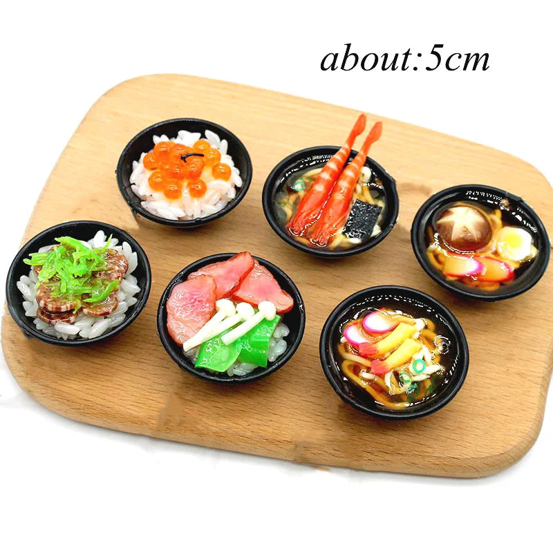 2PCS 1:6 Scale Dollhouse Miniature food Japanese Seafood Noodles Pretend Kitchen food for Blyth,1/6 Doll Accessories - Free Item.