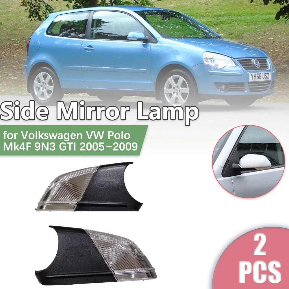 Car Rearview Side Mirror LED for Volkswagen VW Polo Mk4F 9N3 GTI 2005~2009 2006 Turn Signal Indicator Lamp Light Part Accessorie