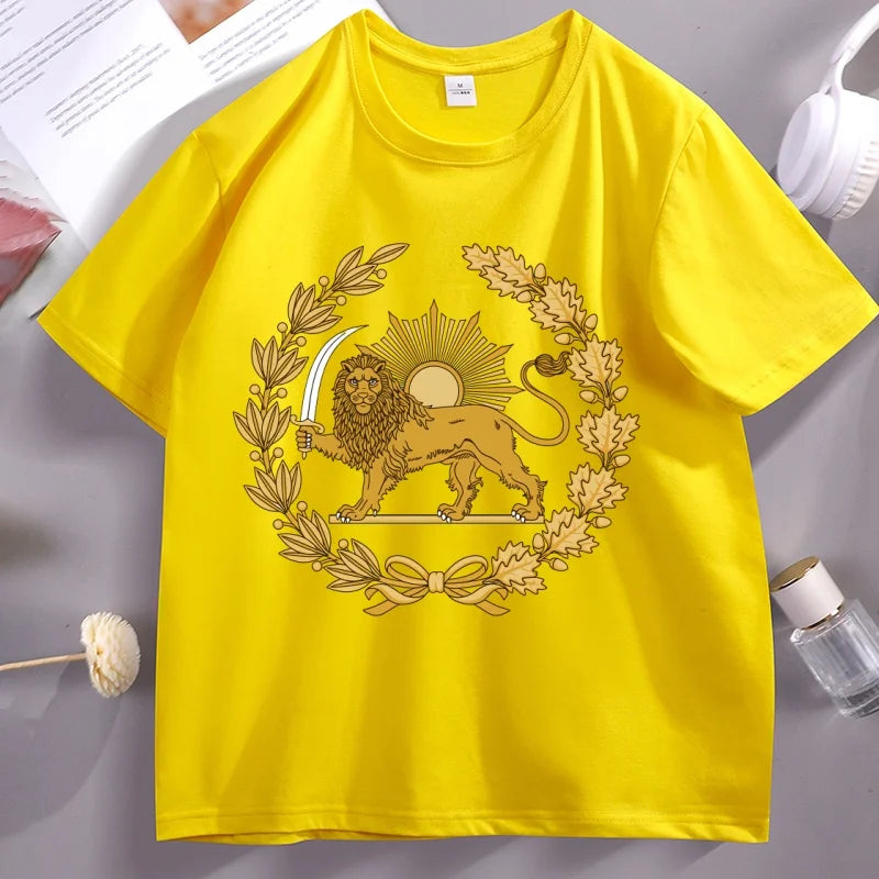 Iran T-Shirt Lion and Sun Persian Pride T Shirt Iran Map Unisex Iranian Apparel Cotton Funny T-Shirts O Neck Tee Shirt