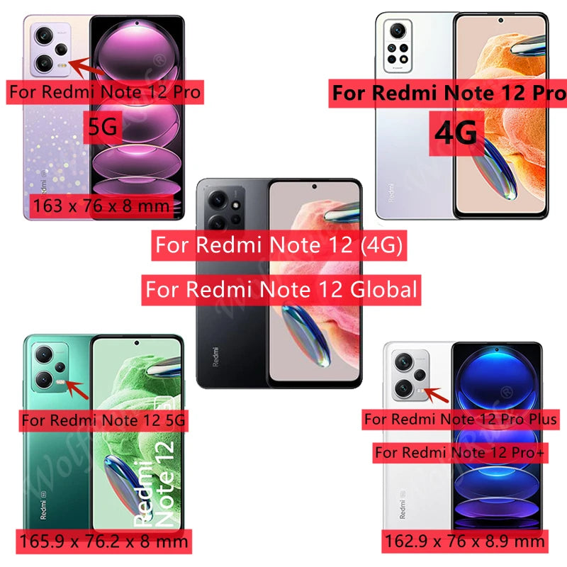 6-in-1 For Redmi Note 12 Pro Glass Redmi Note 12 Pro 4G Full Cover Glue Screen Protector Xiaomi Redmi Note 12 Pro 4G Lens Glass