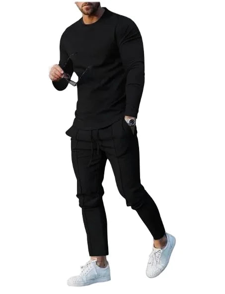 Men's Tracksuit Set Cotton Fleece Stylish Streetwear Slim Fit Pullover sweatshirts and Jogger  Set winter tracksuits for men