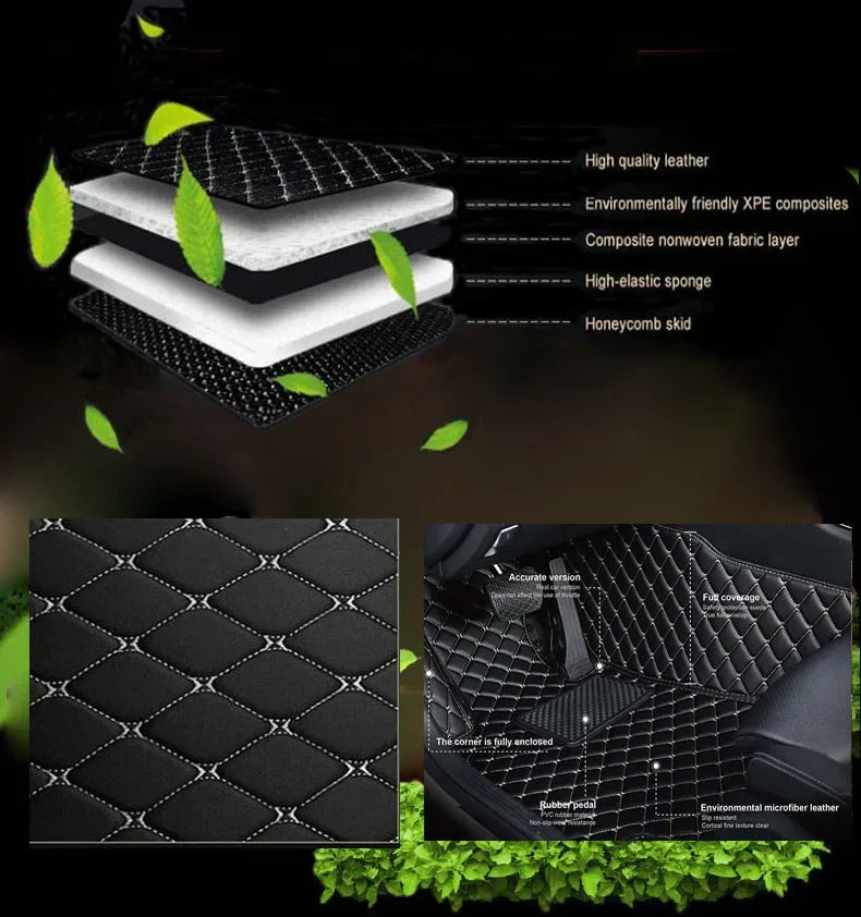 Car Mats For VW VW Passat CC 2008~2016 Floor Rug Set Auto Interior Parts Carpet Pad Luxury Leather Mat Car Accessories
