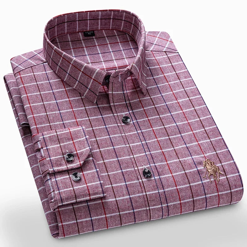 New Spring Fashion Flannel Long Sleeve Shirts For Men Plaid Plus Size Cotton Warm Soft Clothing Business Chic Smart Dress Shirts