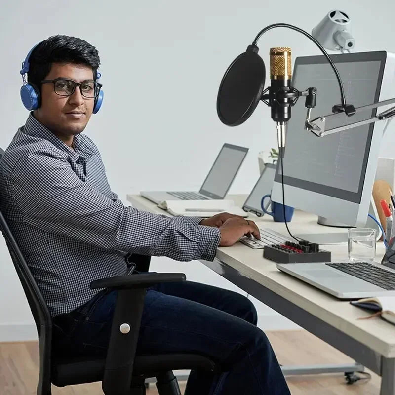 For BM800 V8 Sound Card Set Professional Audio Condenser Mic Studio Singing for Karaoke Podcast Recording Live Streaming