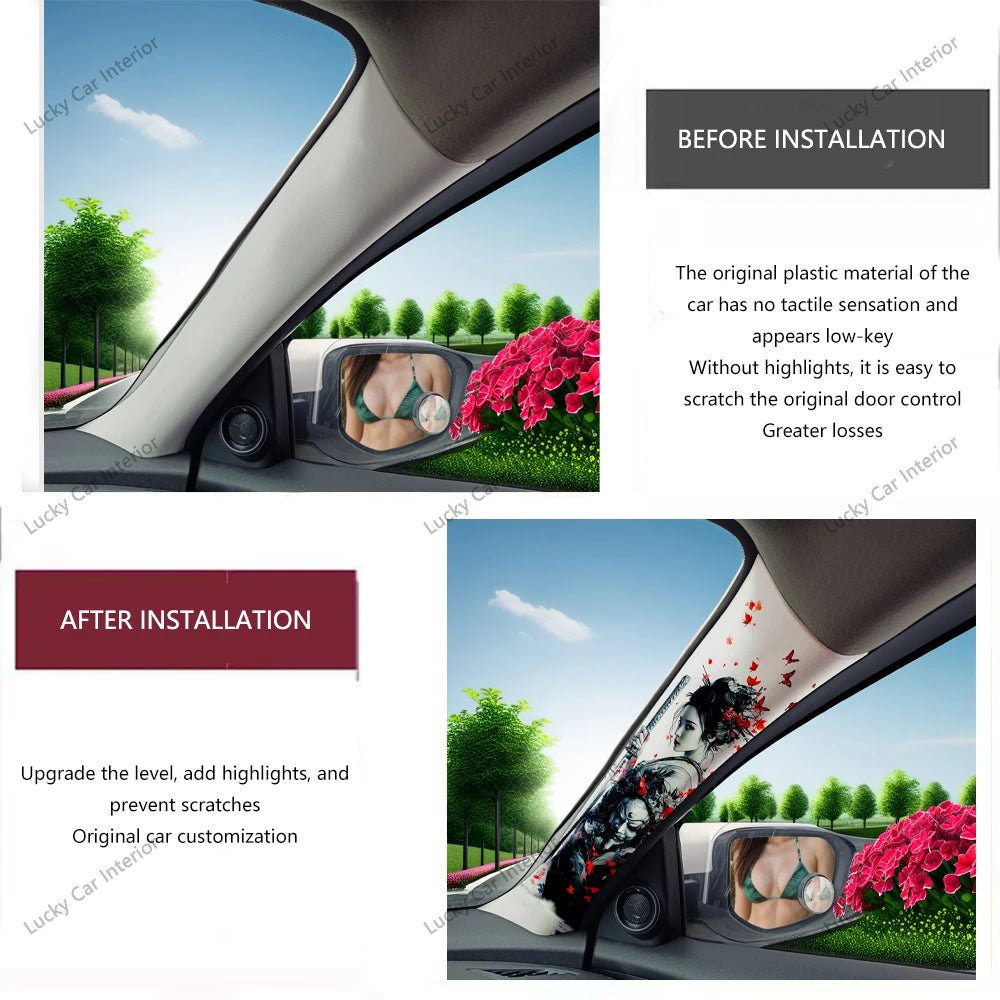 Automotive interior A-pillar modification, A-pillar decal decoration products, cool girl pattern suitable for all models