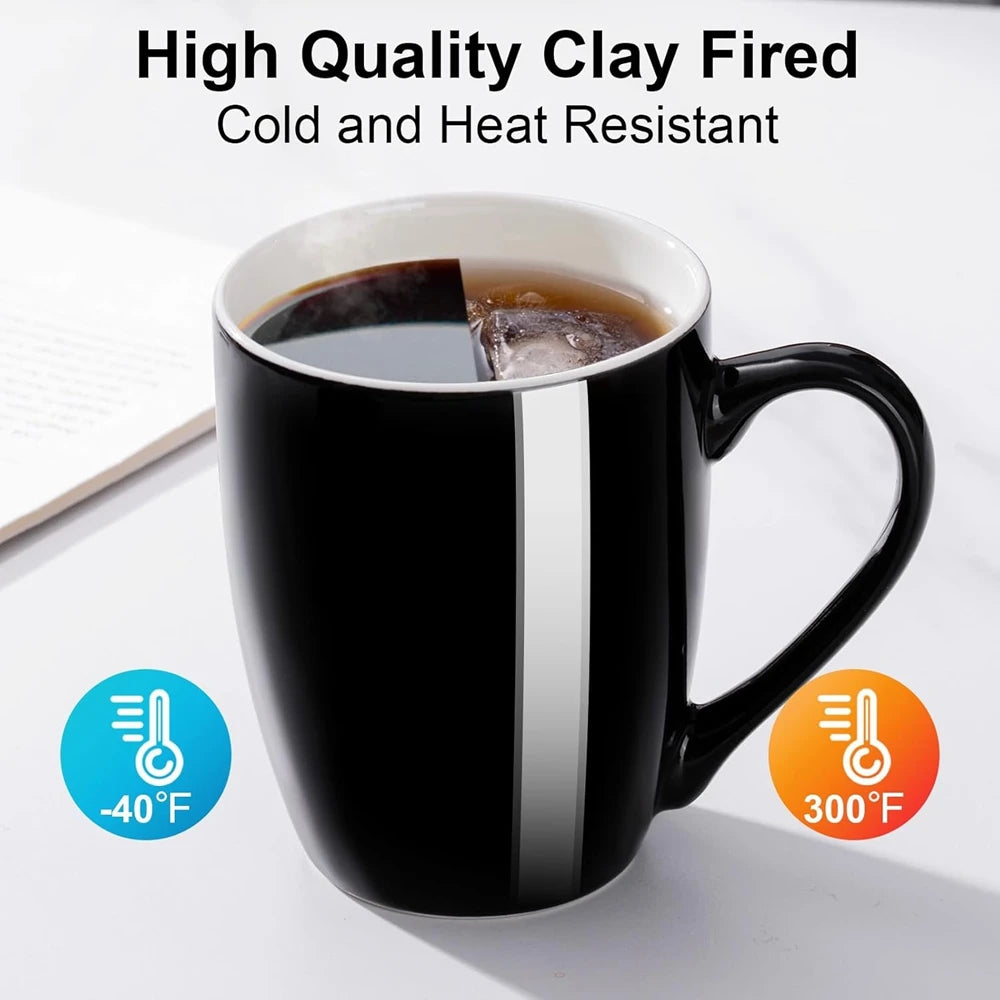 1 Pack Coffee Mug Ceramic Coffee Cups Ceramic 350ml Large Coffee Mug for Latte Tea Cappuccino Cocoa-Microwavable Black Red Cup