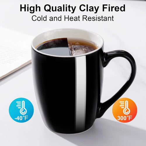 1 Pack Coffee Mug Ceramic Coffee Cups Ceramic 350ml Large Coffee Mug for Latte Tea Cappuccino Cocoa-Microwavable Black Red Cup