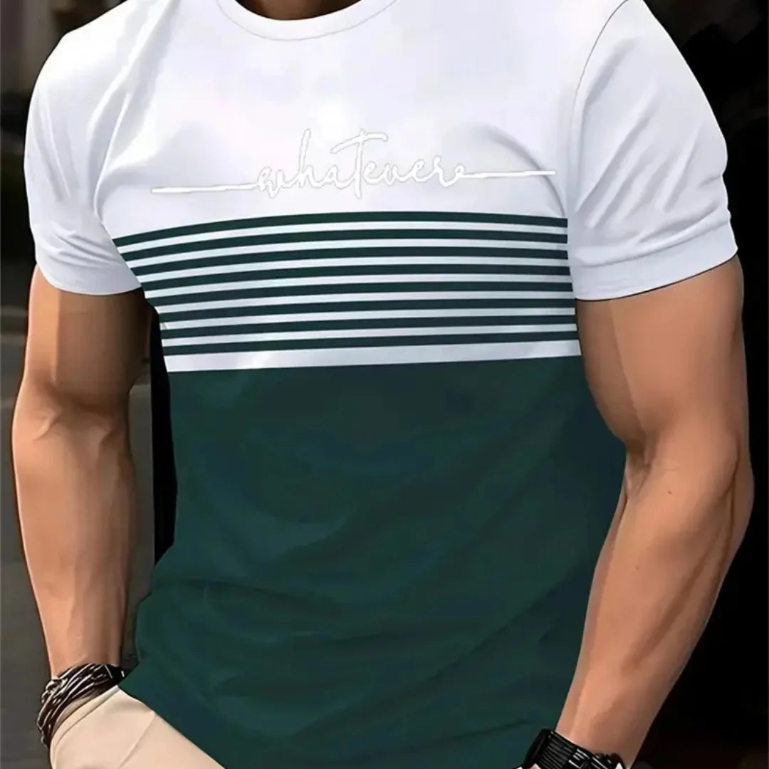 Oversized t-shirt Men's T Shirt Summer Fashion Casual Round Neck Short Sleeve Top Striped Printed Men's Clothing T-shirt