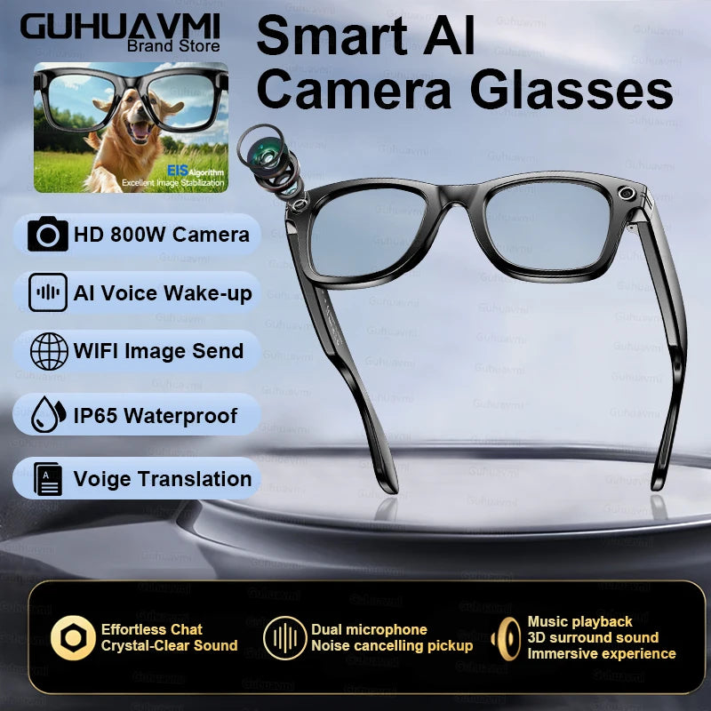 2025 AI Smart Glasses HD 800w Pixel Camera Shooting and Recording Touch Sport Sunglasses Bluetooth Call AI Transmission Glasses