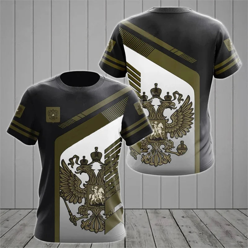 Russia Flag National Emblem 3D Print T-Shirt Men Women Fashion Streetwear Oversized Short Sleeve T Shirts Man Tees Tops Clothing