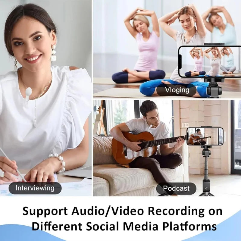Pink &White K60 Wireless Lavalier Microphone Smartphone,Clip On Lapel Mic Plug-Play Microphone For Video Audio Recording