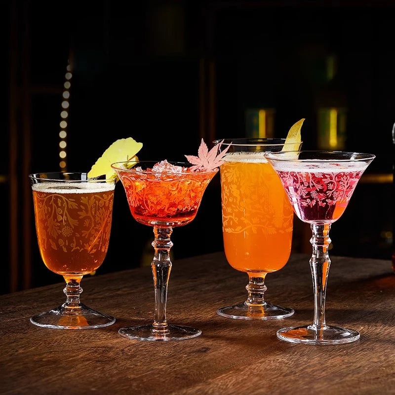 Japanese Cocktail Glasses Etched Highball Glasses Martini Glasses Singapore Sling Glasses Long Drink Glasses