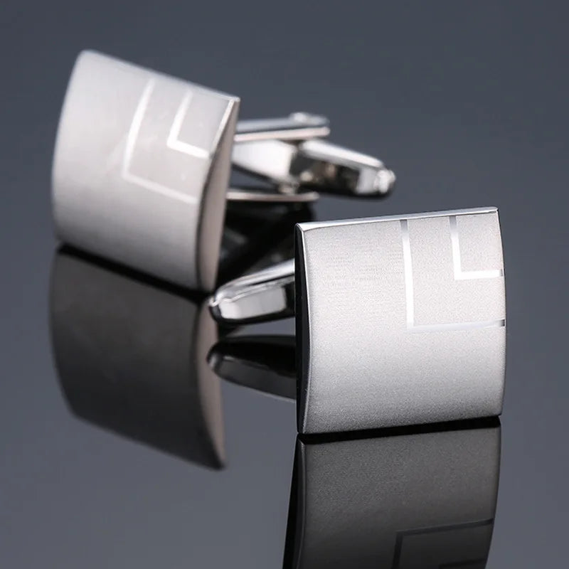 Cufflinks For Men Luxury Silvery Cuffs Retro Metal Cuff Links Mens French Square Button Shirts Business Jewelry Gift For Wedding - Free Item.