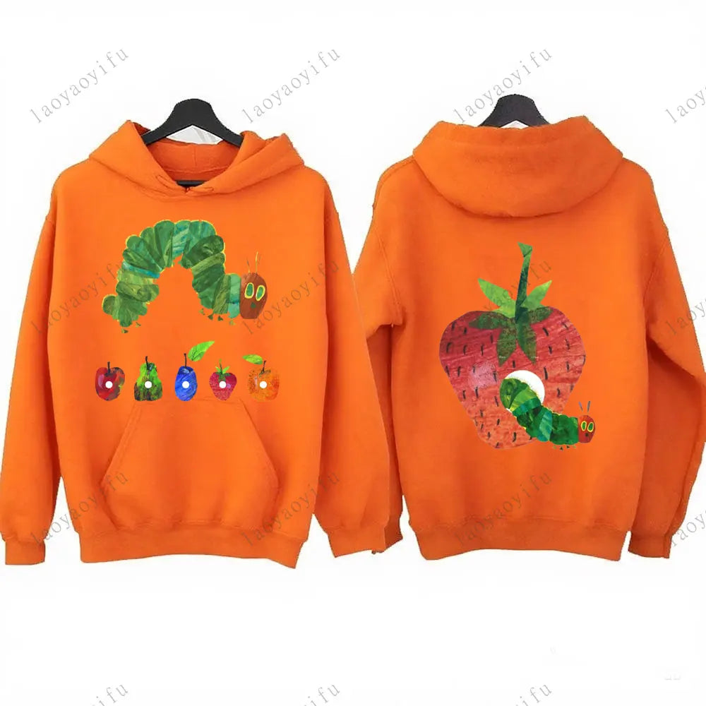 Hungry Caterpillar Printed Hooded The Very Hungry Caterpillar Hoodies Aesthetic Clothes Autumn and Winter Keep Warm Sweatshirt