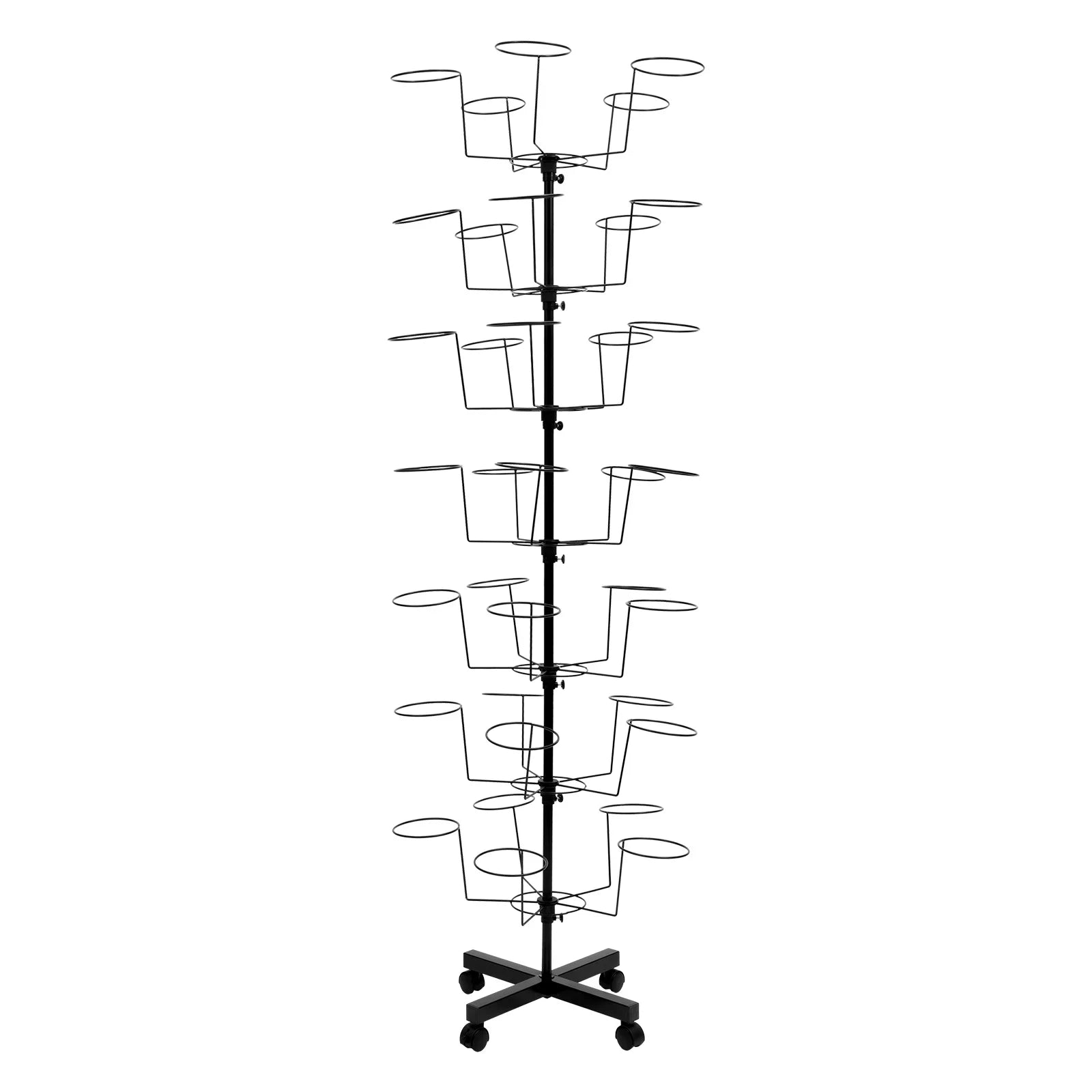 7-Tier Metal Black 35 Hat Cap Display Rotating Stand Holder Retail Store Rack