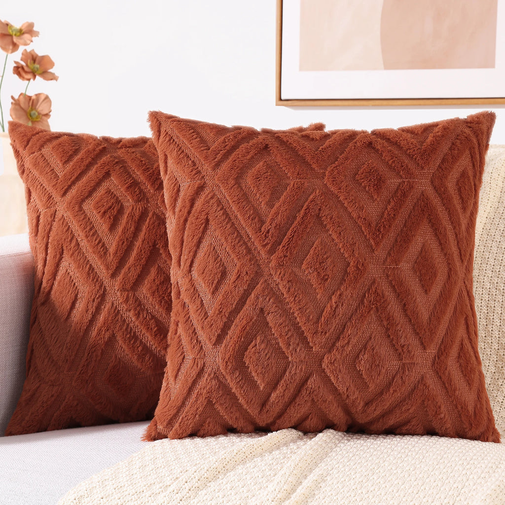 HAPIHAPPY Decorative Throw Pillow Covers 45X45 Set of 2 Soft Plush Pillow Case Pillow Covers Bed Sofa Living Room Pillow Covers