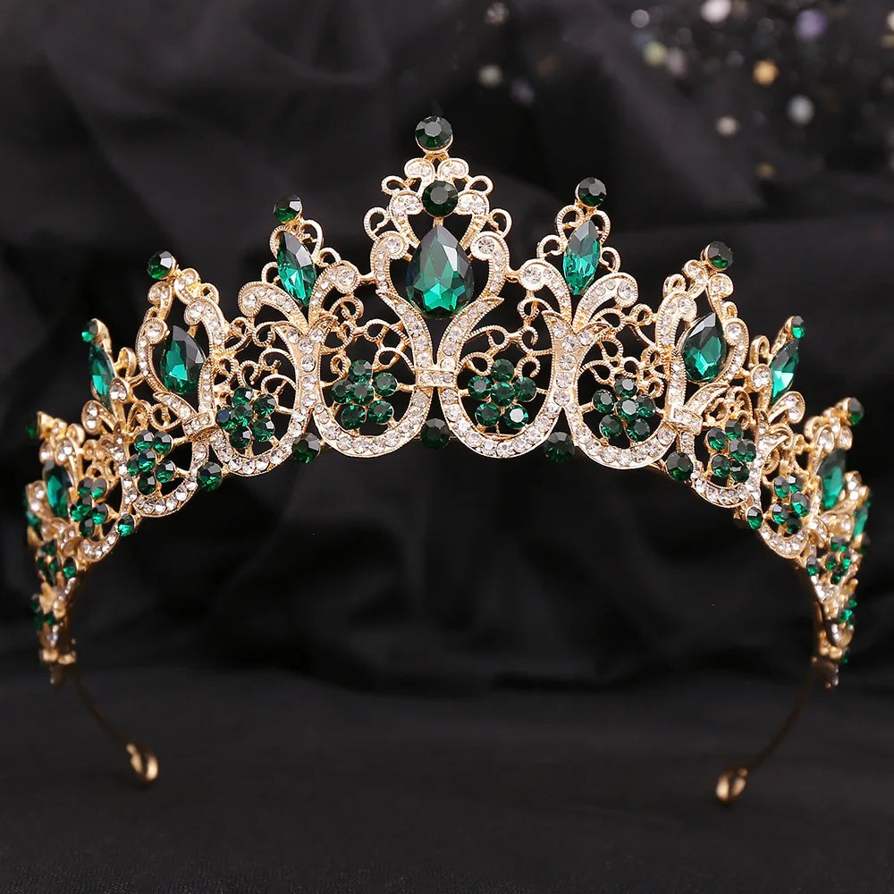 DIEZI Korean Baroque Luxury Bridal Crystal Tiara Crown For Women Girls Wedding Party New Elegant Queen Hair Dress Accessories