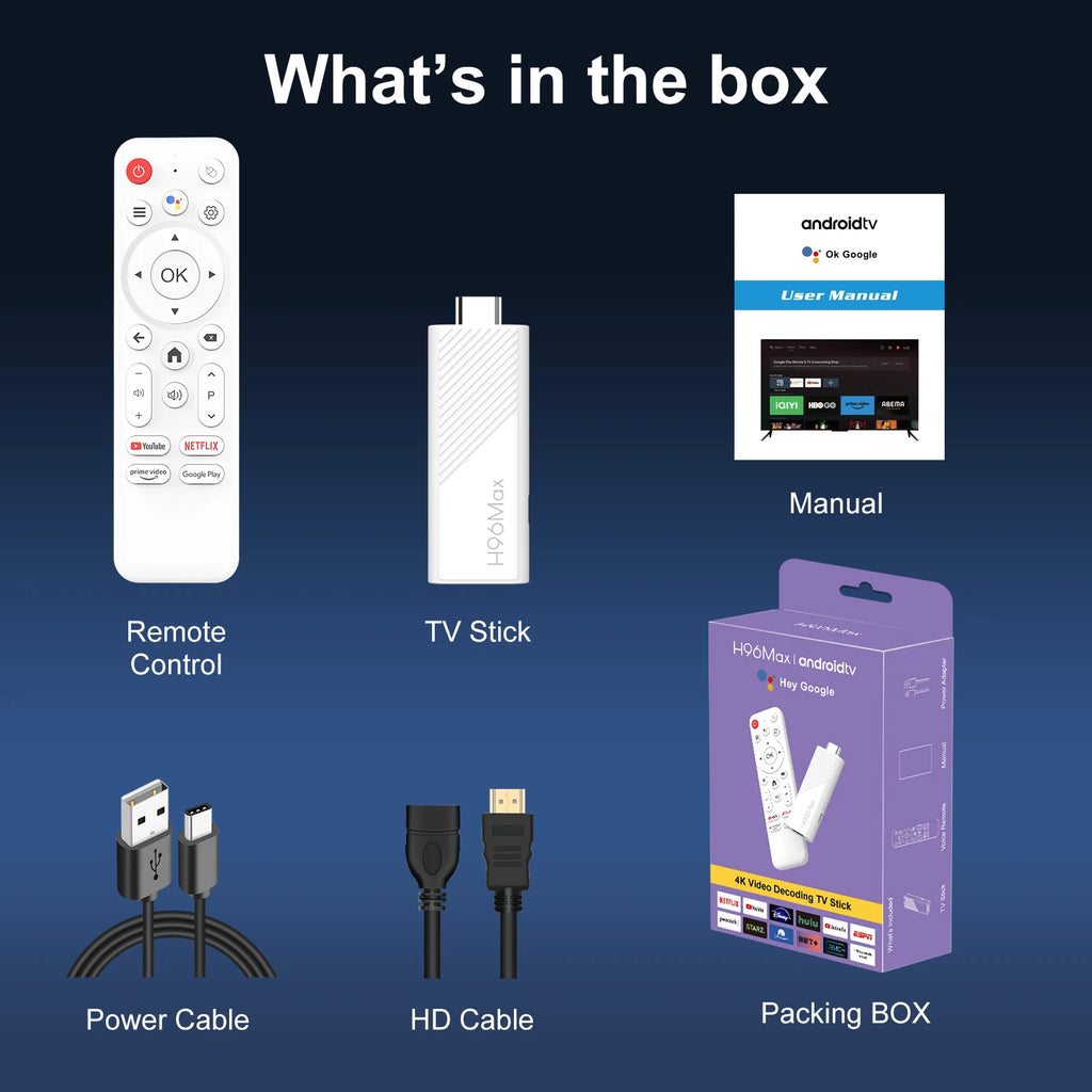 Kowankit 2025 H96 MAX TV Stick Android14.0 TV Box HDR Wifi6 BT5.0 H313 smart TV 5G 4K HD smart TV BOX Voice Remote Set TOP Box