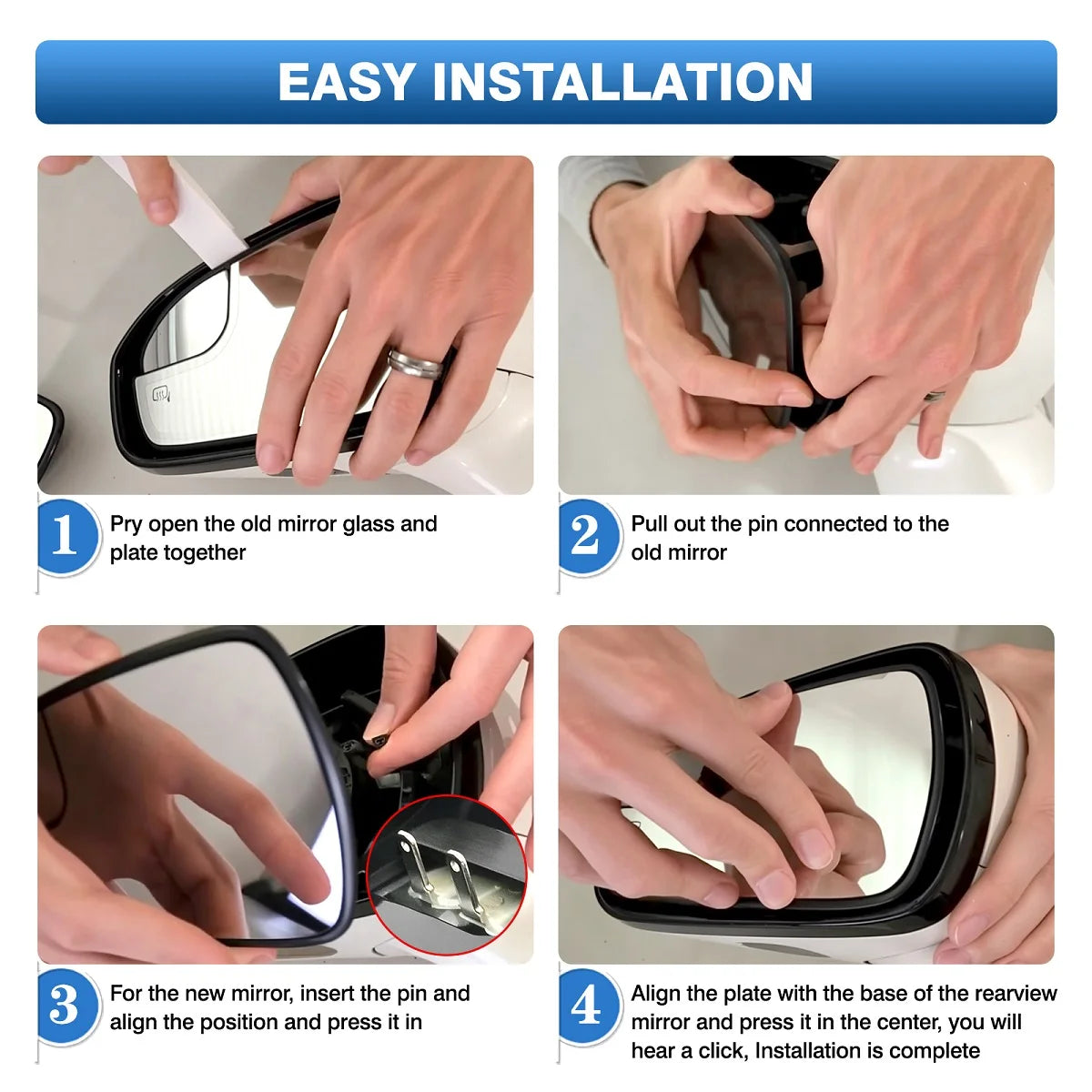 1PCS Replacement for Ford Fusion 2013-2020 Car Side Heated Mirror Glass Rearview Mirror Lens Left /Right DS7Z17K707B USA Version