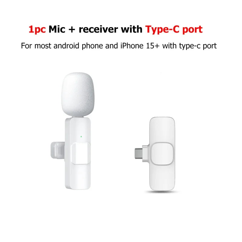 Pink &White K60 Wireless Lavalier Microphone Smartphone,Clip On Lapel Mic Plug-Play Microphone For Video Audio Recording