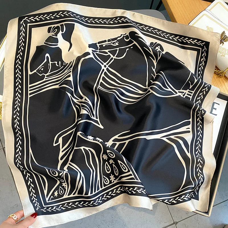 100% Silk Scarf Women Elegant Headband Spring Summer Square Fashion Hair Foulard Female Lady Shawl Wraps Hijab Bandana Scarves