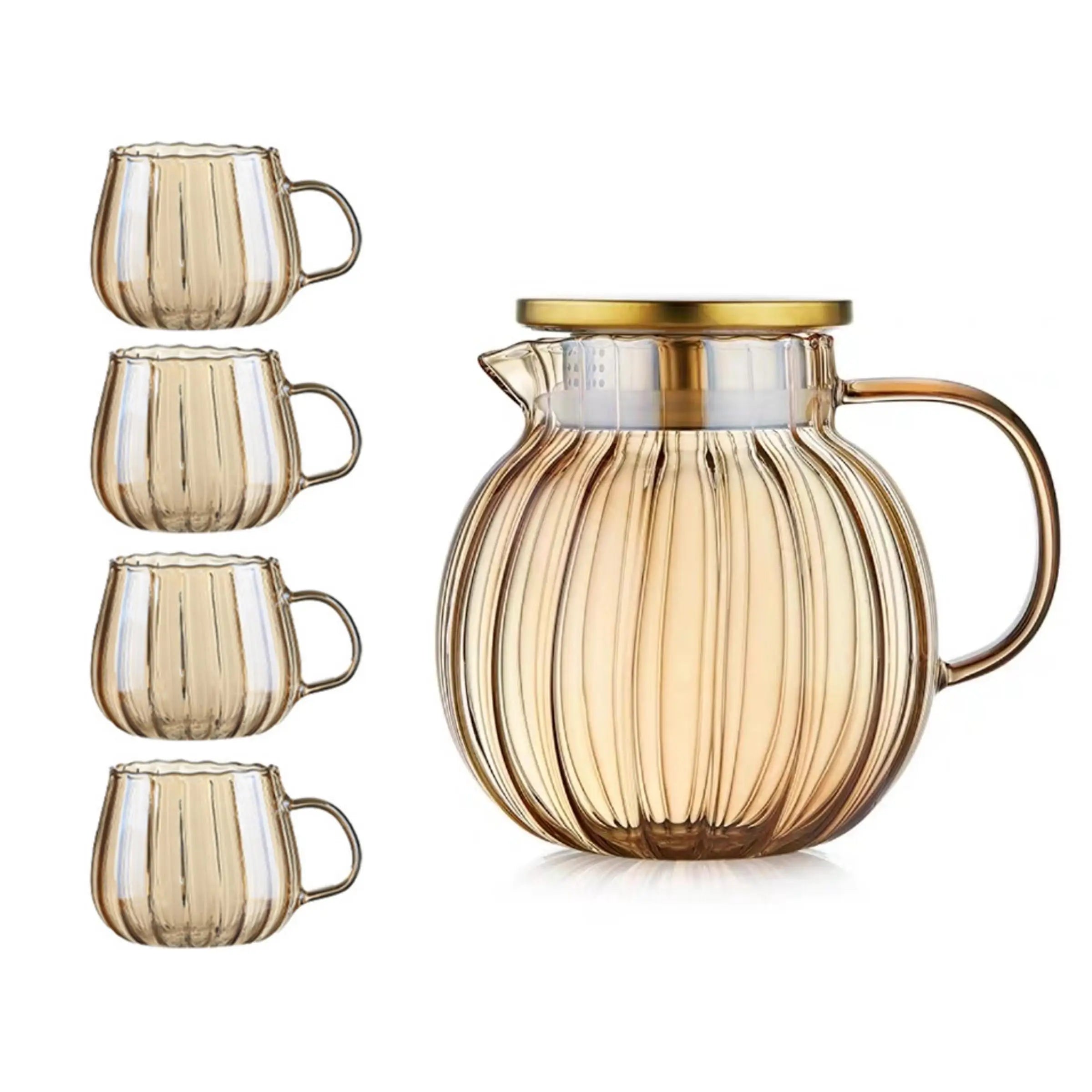 Kawaii Color Pumpkin Glass Kettle Pots Teapot Thermal Water Bottle 1000ml with Cup Moka Pot Home Appliance Kitchen Accessories