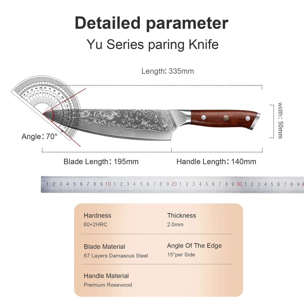 8 Inch Kitchen Chef Knife Set cooking kitchen Knife Japanese Kitchen Damascus Steel knife  Sharp Vegetable knife Rosewood Handle